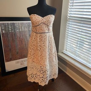 Lulus strapless white lace dress